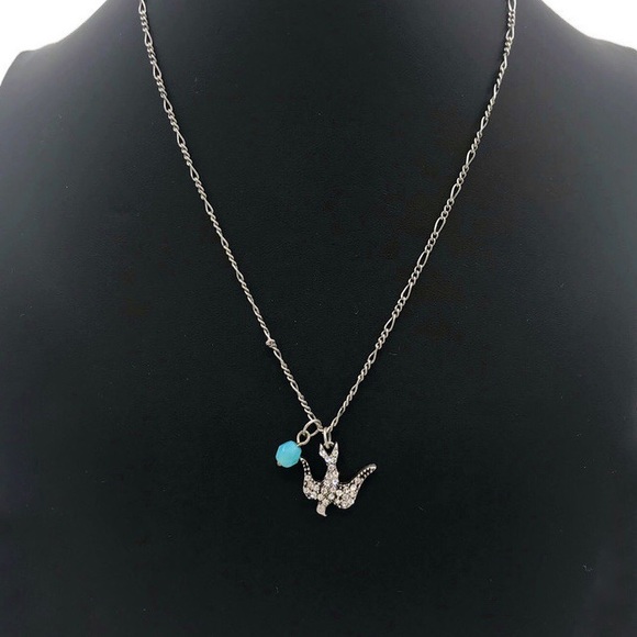 AEO American Eagle Outfitters Rhinestone Bird Pendant Silver-Tone Necklace